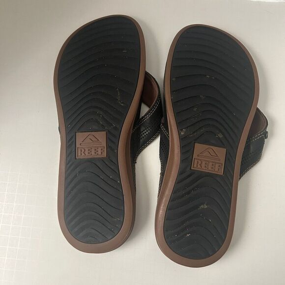 Reef Sandals Men's 12 Cushion Lux Leather Thong Flip Flops - Picture 6 of 6